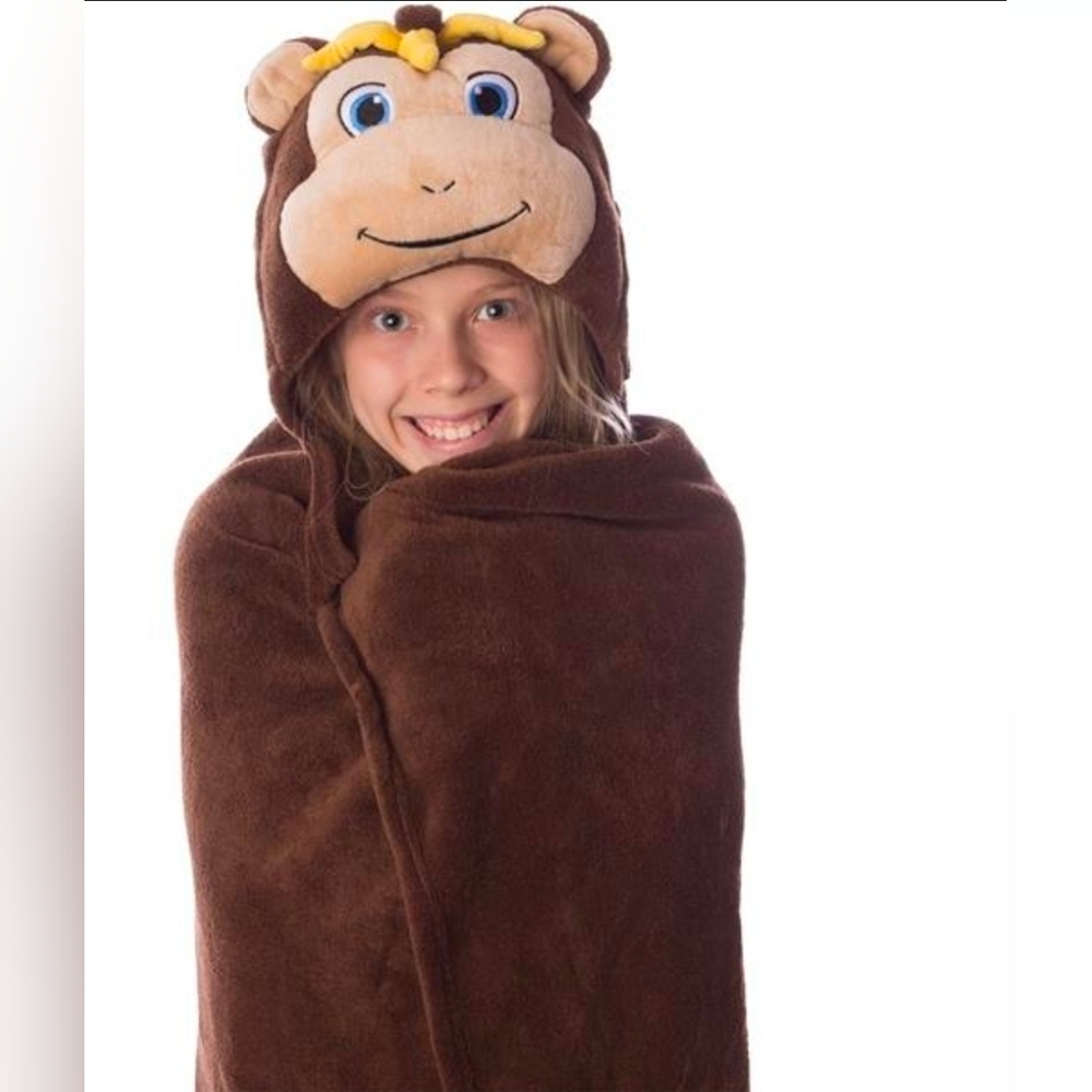Monkey Hooded Bathrobe Towel